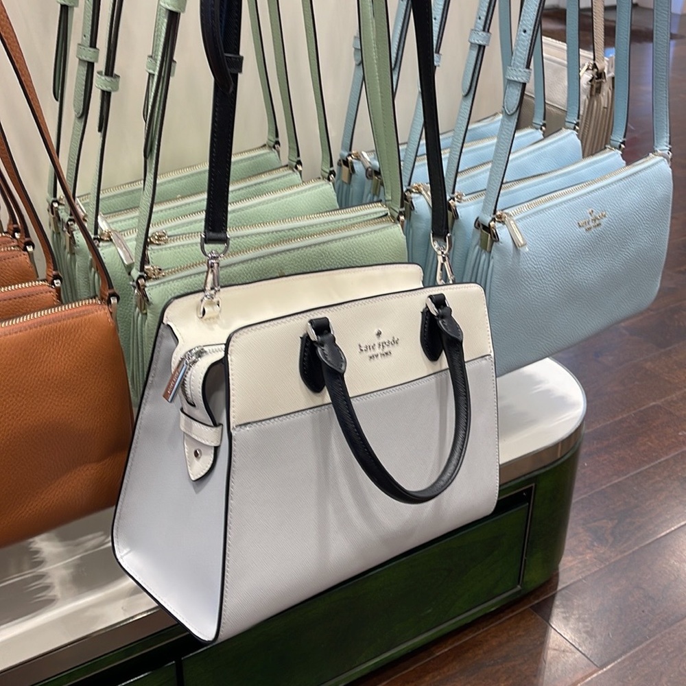 Kate Spade Madison Safiano Leather Medium Satchel Handbag 
Platinum Gray 

NWT - Picture 8 of 16